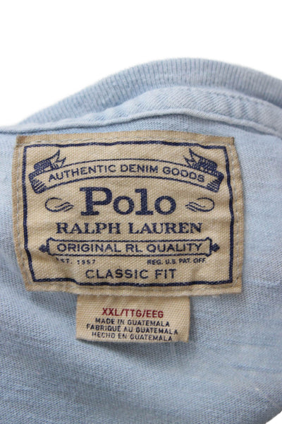 Polo Ralph Lauren Mens Light Blue Cotton Crew T-Shirt Size 2XL