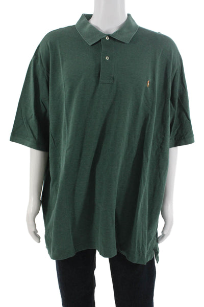 Polo Ralph Lauren Mens Short Sleeve Collared Knit Polo Shirt Green Size 3XLT