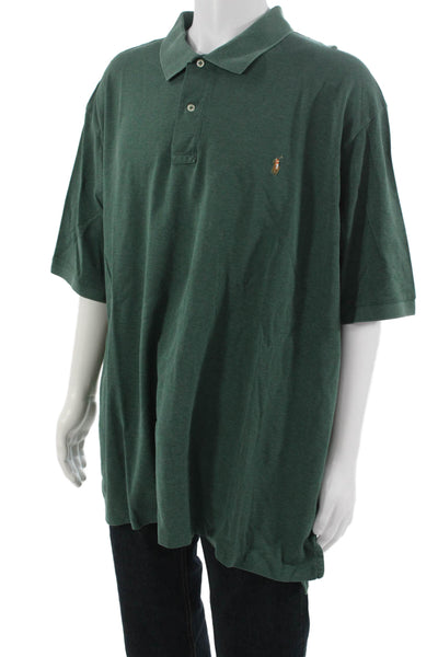 Polo Ralph Lauren Mens Short Sleeve Collared Knit Polo Shirt Green Size 3XLT
