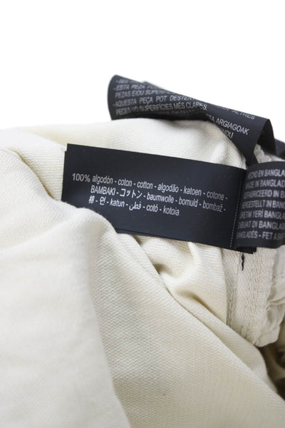 Zara Unisex Cargo Jogger Pants Beige Cotton Button Size 4