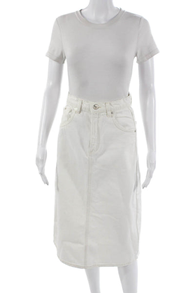 Zara Women A-Line Midi Cotton Skirt White Size XS