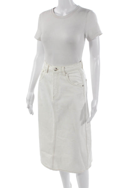 Zara Women A-Line Midi Cotton Skirt White Size XS