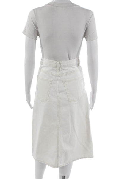 Zara Women A-Line Midi Cotton Skirt White Size XS