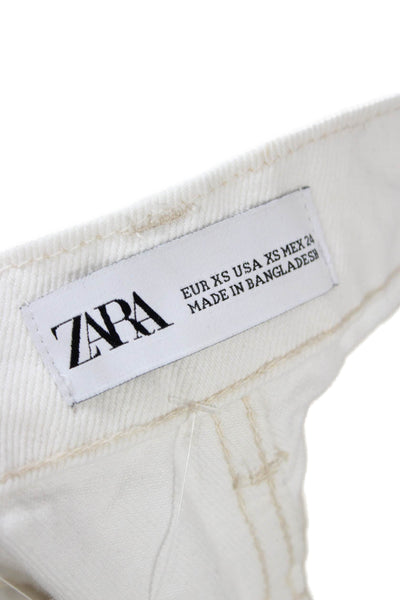 Zara Women A-Line Midi Cotton Skirt White Size XS