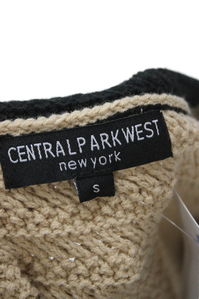 Central Park West Women Sleeveless Round Neck Beige Top Size S