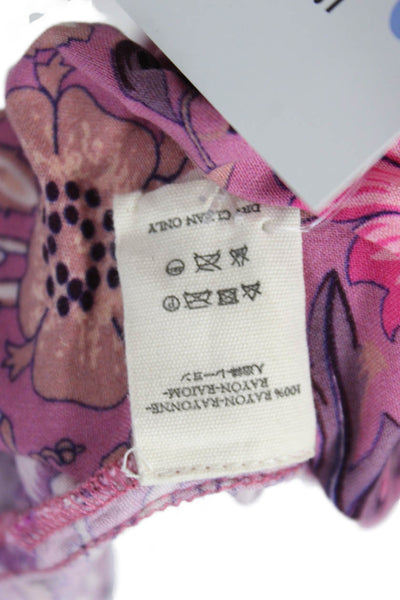 Jens Pirate Booty Women Pink Floral V-Neck Long Sleeve Bohemian Dress Size S