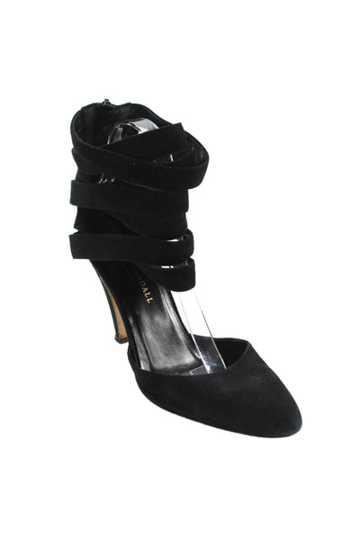 Loeffler Randall Womens Suede Ankle Strap Zip Up Pumps Black Size 8 B