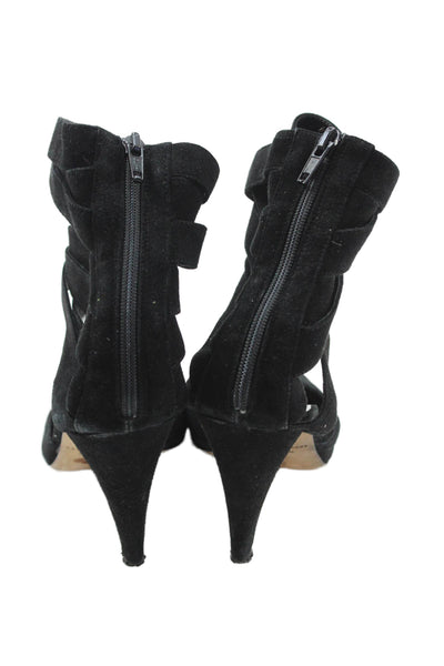 Loeffler Randall Womens Suede Ankle Strap Zip Up Pumps Black Size 8 B