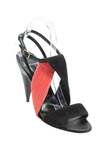 Pierre Hardy Womens Leather Ankle Strap Slingbacks Sandal Heels Black Size 39 9