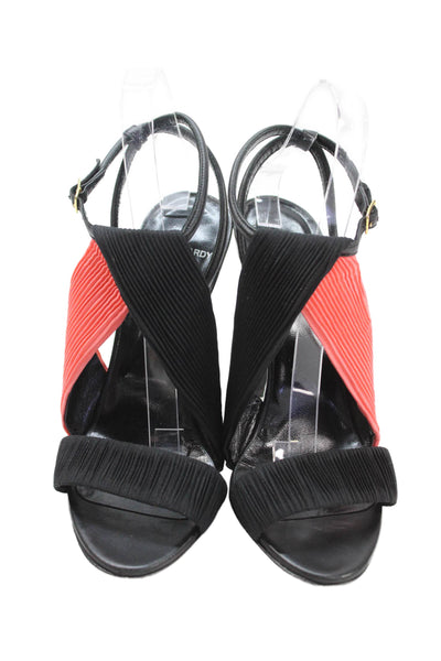 Pierre Hardy Womens Leather Ankle Strap Slingbacks Sandal Heels Black Size 39 9