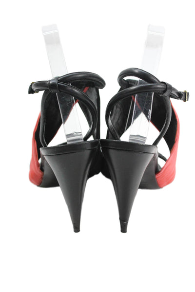 Pierre Hardy Womens Leather Ankle Strap Slingbacks Sandal Heels Black Size 39 9