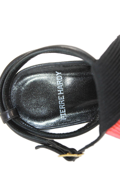 Pierre Hardy Womens Leather Ankle Strap Slingbacks Sandal Heels Black Size 39 9
