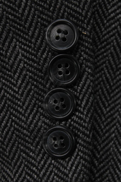 Faconnable Mens Dark Gray Herringbone 100% Wool Blazer Button Size 51