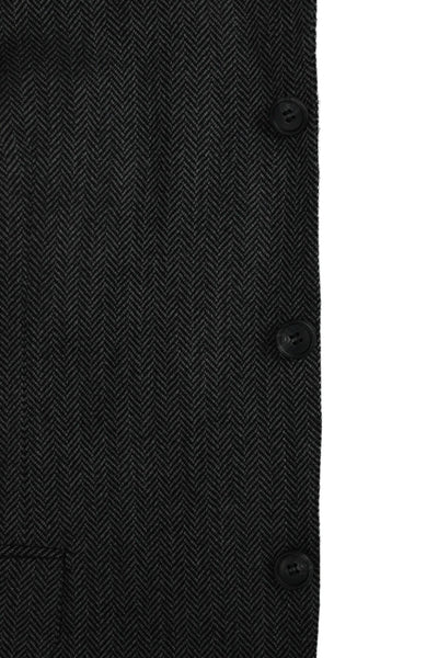 Faconnable Mens Dark Gray Herringbone 100% Wool Blazer Button Size 51
