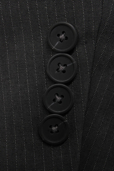 Z Zegna Mens Dark Gray Striped Wool Suit Jacket Size 50