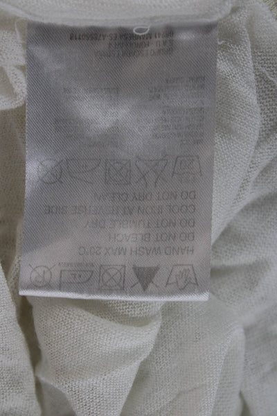 Escada Sport Women Tunic V-Neck 100% Cashmere Long Sleeve White Size L