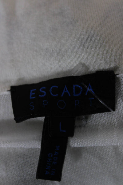 Escada Sport Women Tunic V-Neck 100% Cashmere Long Sleeve White Size L