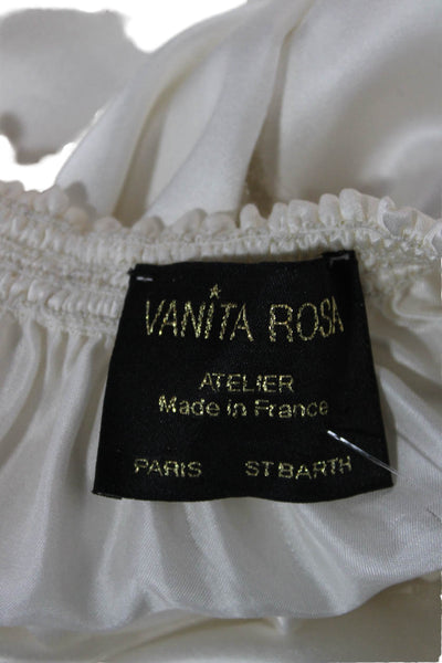 Vanita Rosa Women Bohemian Floral Tunic Blouse White Long Sleeve Viscose Size S