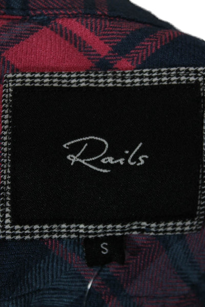 Rails Women Plaid Collared Button Up Shirt Dark Blue Long Sleeve Size S