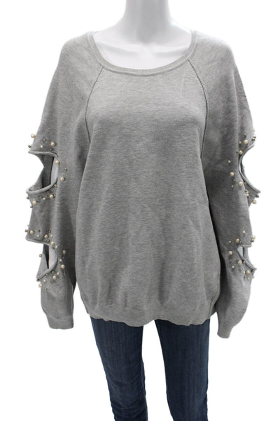 Zara Womens Gray Crew Neck Long Sleeve Sweatshirt Size L