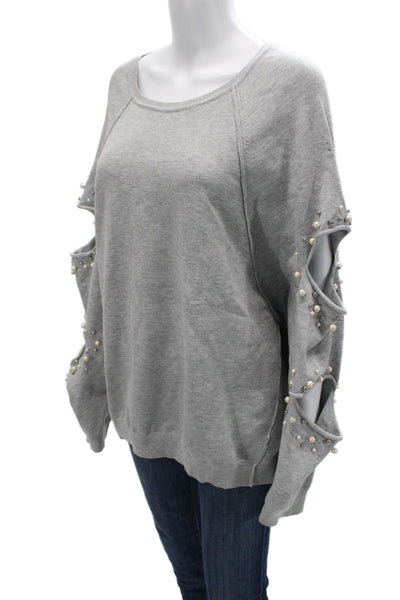 Zara Womens Gray Crew Neck Long Sleeve Sweatshirt Size L