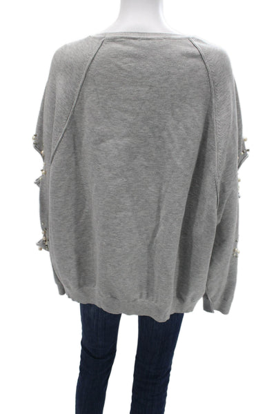 Zara Womens Gray Crew Neck Long Sleeve Sweatshirt Size L
