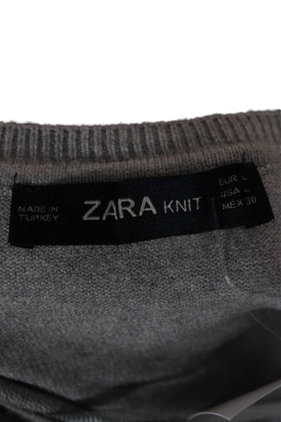Zara Womens Gray Crew Neck Long Sleeve Sweatshirt Size L