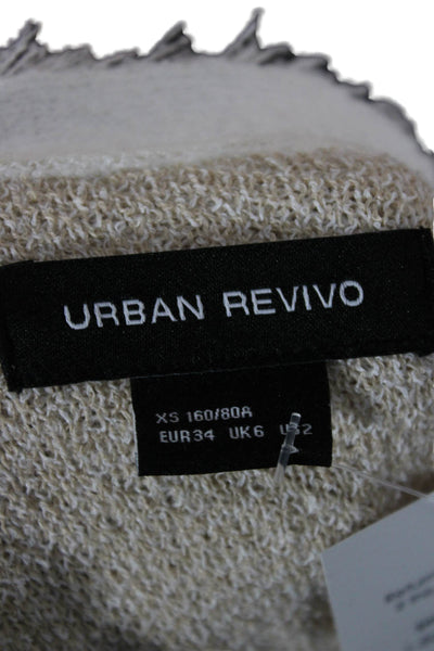 Urban Revivo Womens Cropped Striped Beige Button-Up Short Sleeve Size 2 Petite