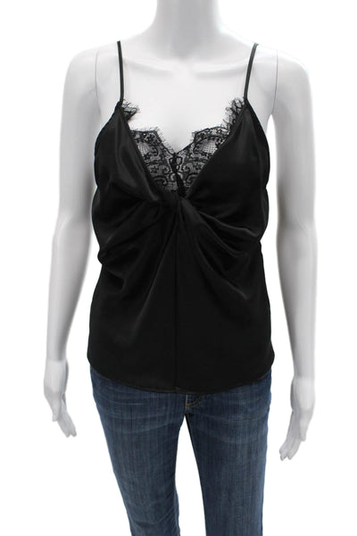 Zara Womens Black V Neck Camisole Spaghetti Strap Silk Cotton Blend Size XS