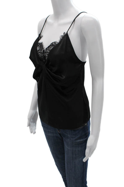 Zara Womens Black V Neck Camisole Spaghetti Strap Silk Cotton Blend Size XS