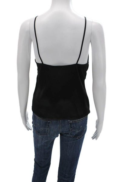 Zara Womens Black V Neck Camisole Spaghetti Strap Silk Cotton Blend Size XS