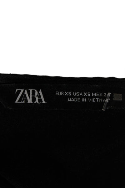 Zara Womens Black V Neck Camisole Spaghetti Strap Silk Cotton Blend Size XS