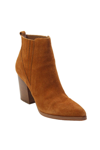 MARC FISHER LTD Womens Leather Pointed Toe Heeled Ankle Boots Brown Size 7