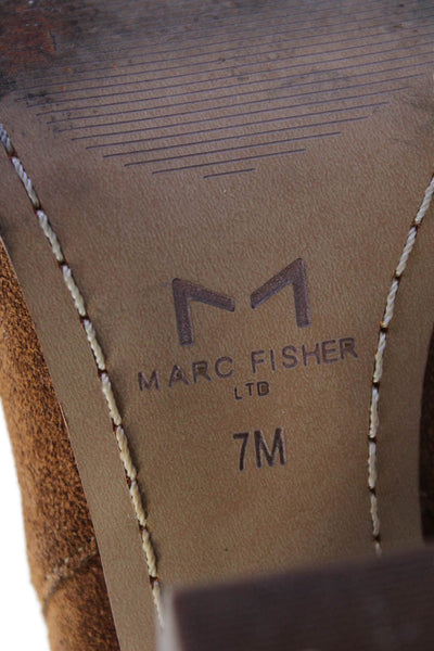 MARC FISHER LTD Womens Leather Pointed Toe Heeled Ankle Boots Brown Size 7