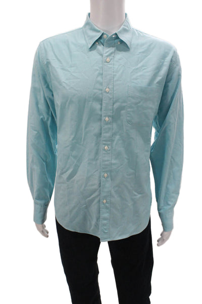 J Crew Mens Cotton Collar Long Sleeve Button Down Shirt Blue Size L