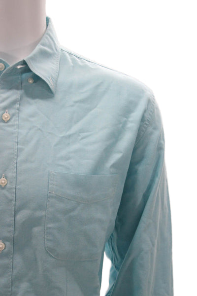J Crew Mens Cotton Collar Long Sleeve Button Down Shirt Blue Size L