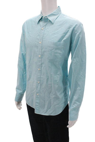 J Crew Mens Cotton Collar Long Sleeve Button Down Shirt Blue Size L