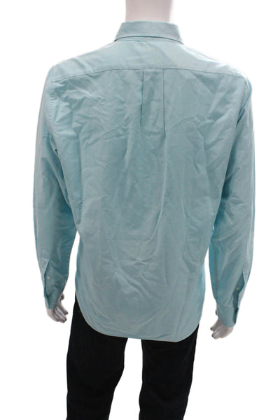 J Crew Mens Cotton Collar Long Sleeve Button Down Shirt Blue Size L