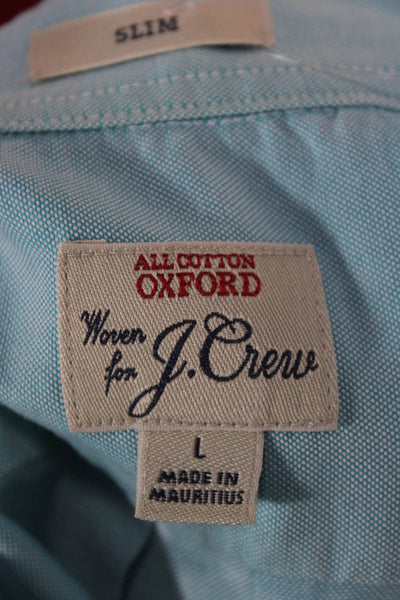 J Crew Mens Cotton Collar Long Sleeve Button Down Shirt Blue Size L