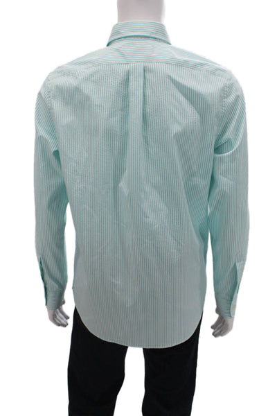 Vineyard Vines Mens Striped Collar Slim Fit Tucker Shirt Green Size M