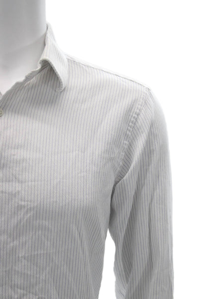 Brooks Brothers Mens Striped Collar Long Sleeve Button Down Shirt White Size 16
