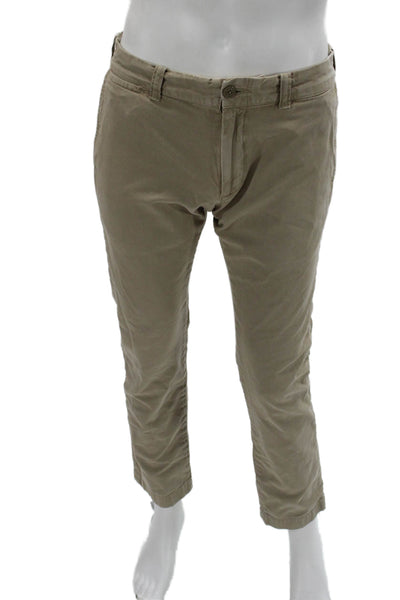 J Crew Mens Chino Pants Beige Cotton Button Closure Inseam 32 Size 31