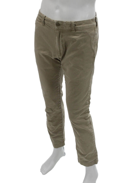 J Crew Mens Chino Pants Beige Cotton Button Closure Inseam 32 Size 31