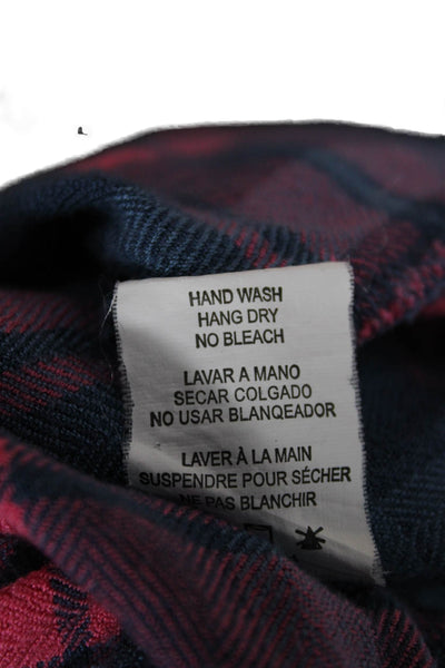Rails Women Button-Up Plaid Dark Blue Rayon Collared Long Sleeve Petite Size XS
