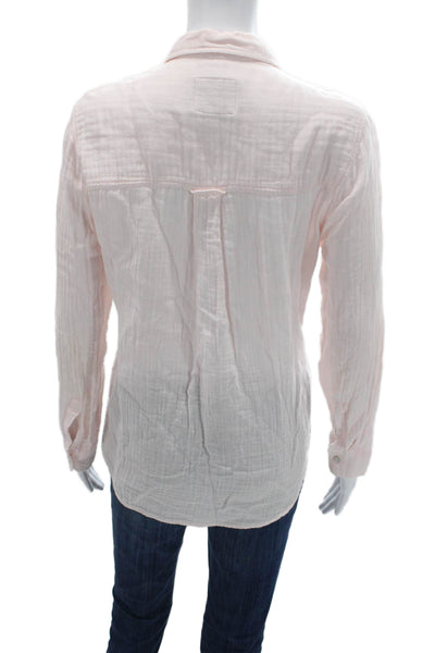 Rails Women Collared Long Sleeve Organic Cotton Button-Up Pink Petite Size S