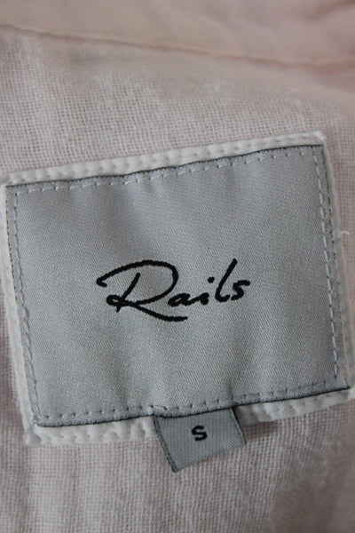 Rails Women Collared Long Sleeve Organic Cotton Button-Up Pink Petite Size S