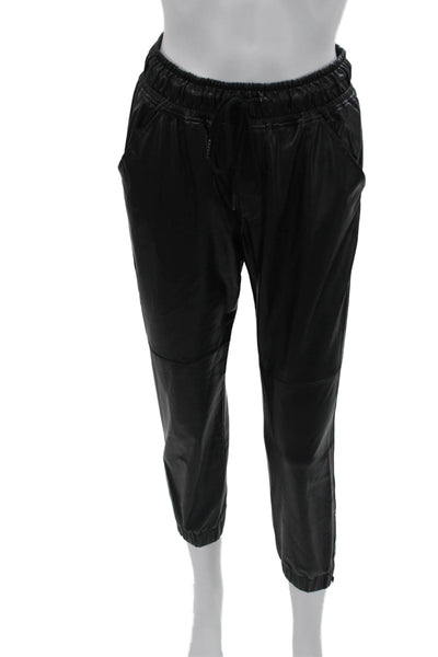 David Lerner Womens Cropped Jogger Pants Black Drawstring Size Extra Small