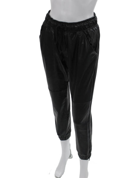 David Lerner Womens Cropped Jogger Pants Black Drawstring Size Extra Small