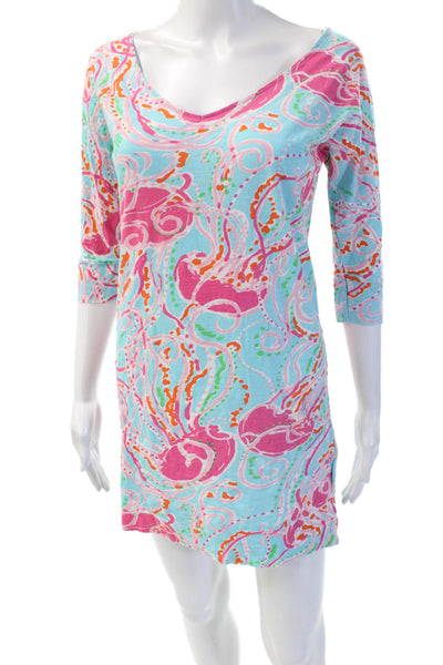 Lilly Pulitzer Women T-Shirt Dress Light Blue Paisley Mini Size XS
