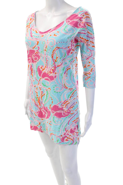 Lilly Pulitzer Women T-Shirt Dress Light Blue Paisley Mini Size XS